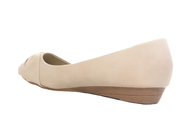 Damen Slipper Keilabsatz Ballerina Loafer Mokassins Slip On Flats Freizeit Beige # 8074