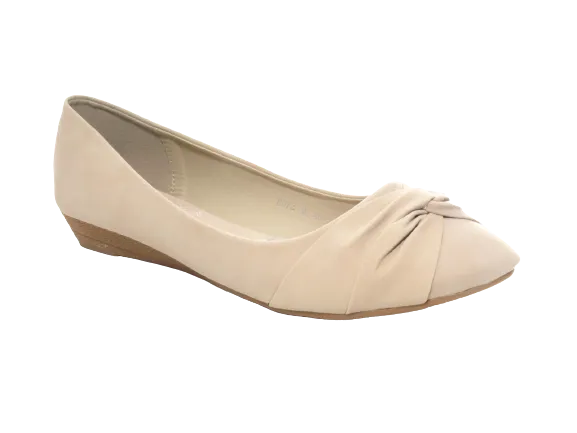 Damen Slipper Keilabsatz Ballerina Loafer Mokassins Slip On Flats Freizeit Beige # 8074