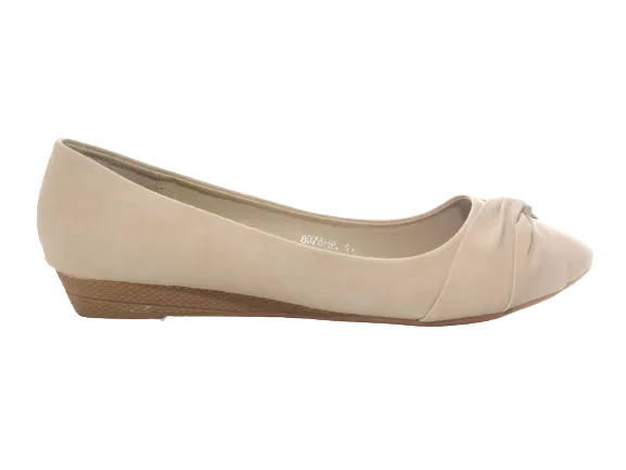 Damen Slipper Keilabsatz Ballerina Loafer Mokassins Slip On Flats Freizeit Beige # 8074