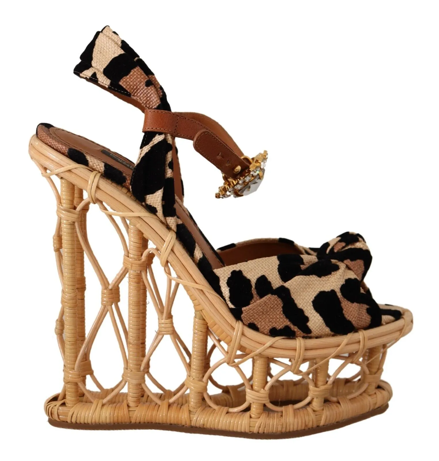 Dolce & Gabbana Multicolor Leopard Platform Heels Wedge Sandals Shoes