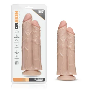 Dr. Skin By Blush® | Double Trouble Realistic Vanilla 10.5-Inch Long Double Dildo With Suction Cup Base