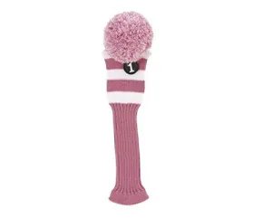 EverGolf Pom Pom Fairway/Hybrid Head Cover- Pink/White