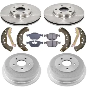 Front Rotors & Ceramic Brake Pads Drums & Brake Shoes 6pc for Ford Transit 10-13