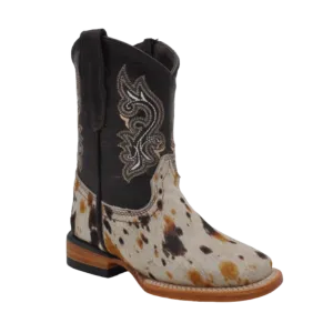 Gavel Kid's Bulldog Cow Hair White and Black Boot