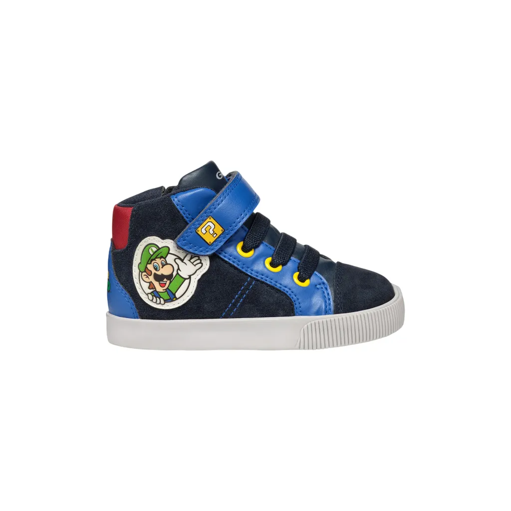 Geox scarpa sneaker alta da bambino Nintendo Supermario Kilwi B46A7B blu-azzurro