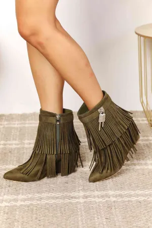 HGA Legend Women's Tassel Wedge Heel Ankle Booties