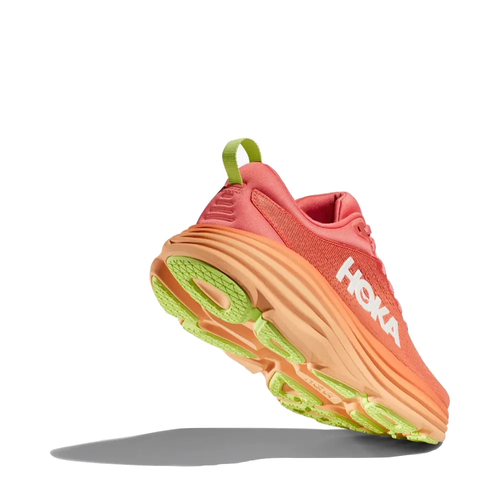 Hoka Women's Bondi 8 Sneaker in Coral/Papaya