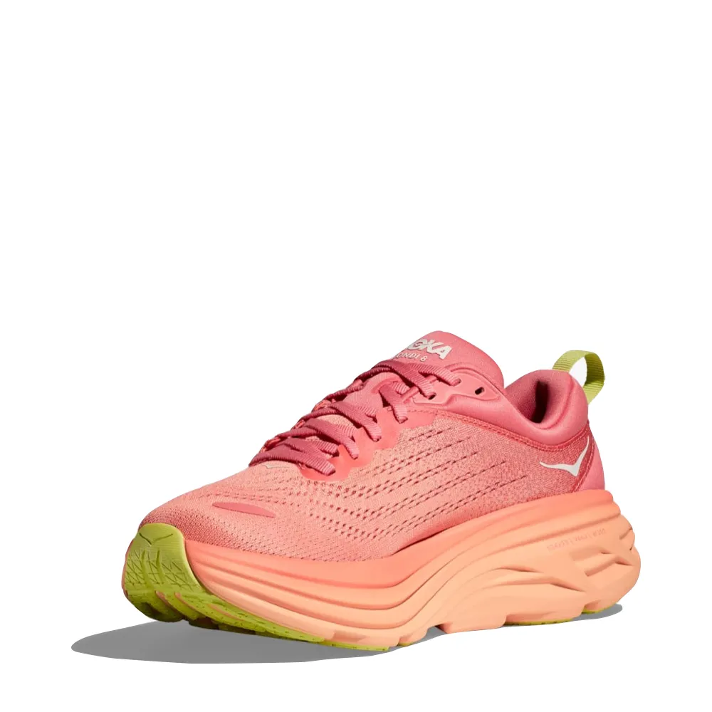 Hoka Women's Bondi 8 Sneaker in Coral/Papaya