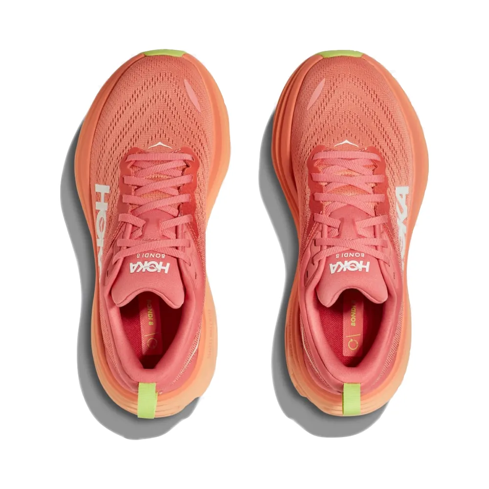 Hoka Women's Bondi 8 Sneaker in Coral/Papaya