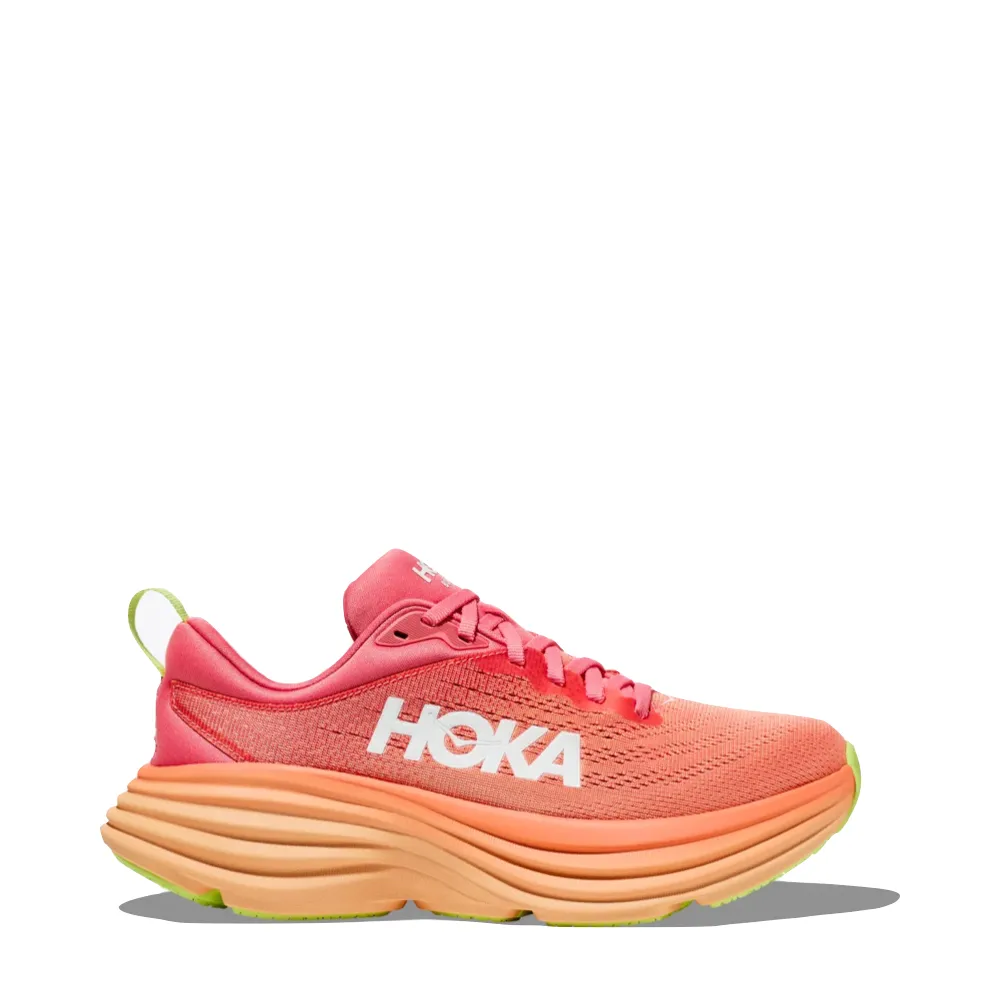 Hoka Women's Bondi 8 Sneaker in Coral/Papaya