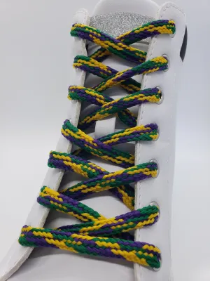 Hybrid Mardi Gras Shoelaces - Green, Purple and Gold