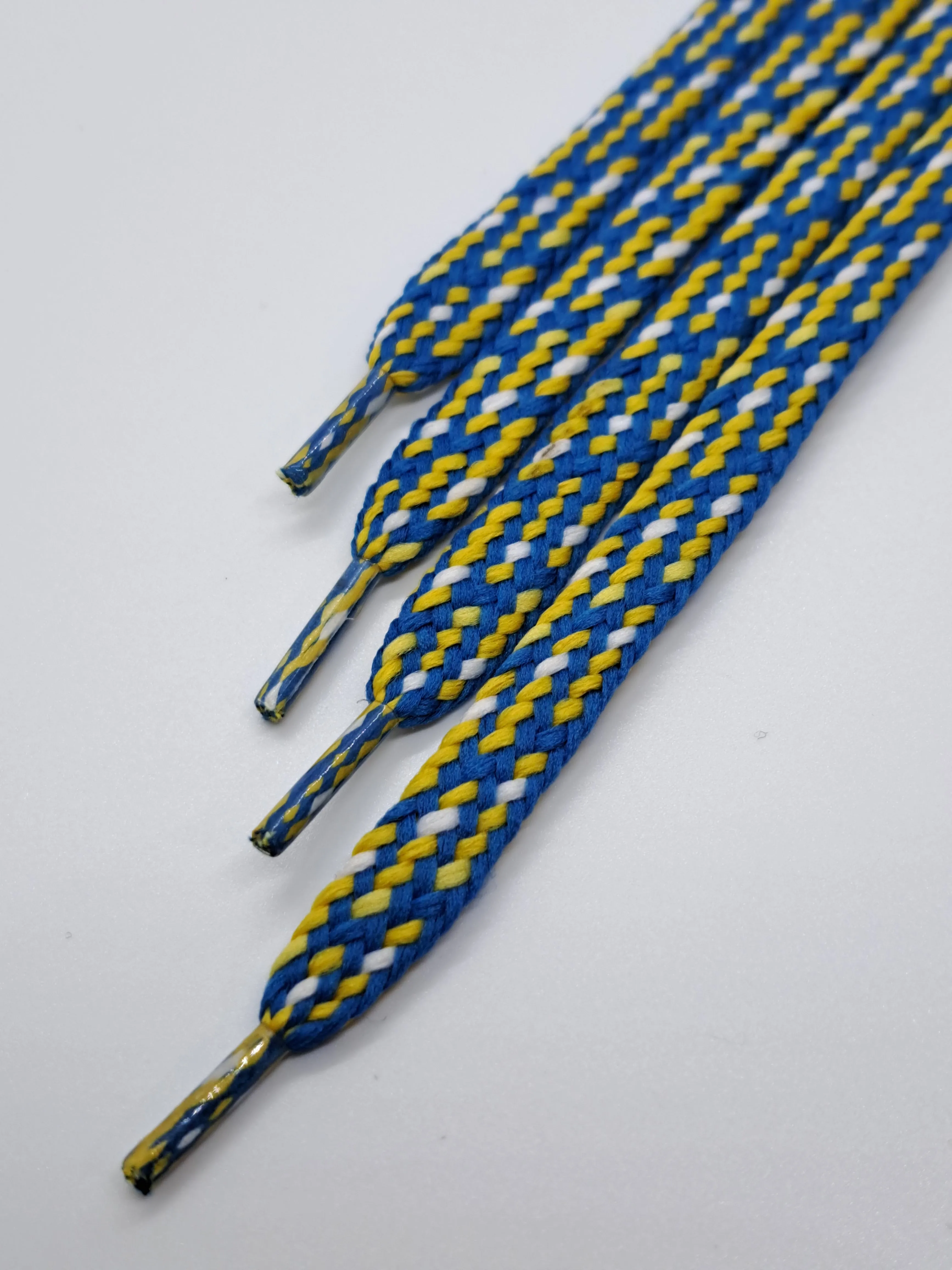 Hybrid Multi-Color Shoelaces - Bright Blue, Yellow and White