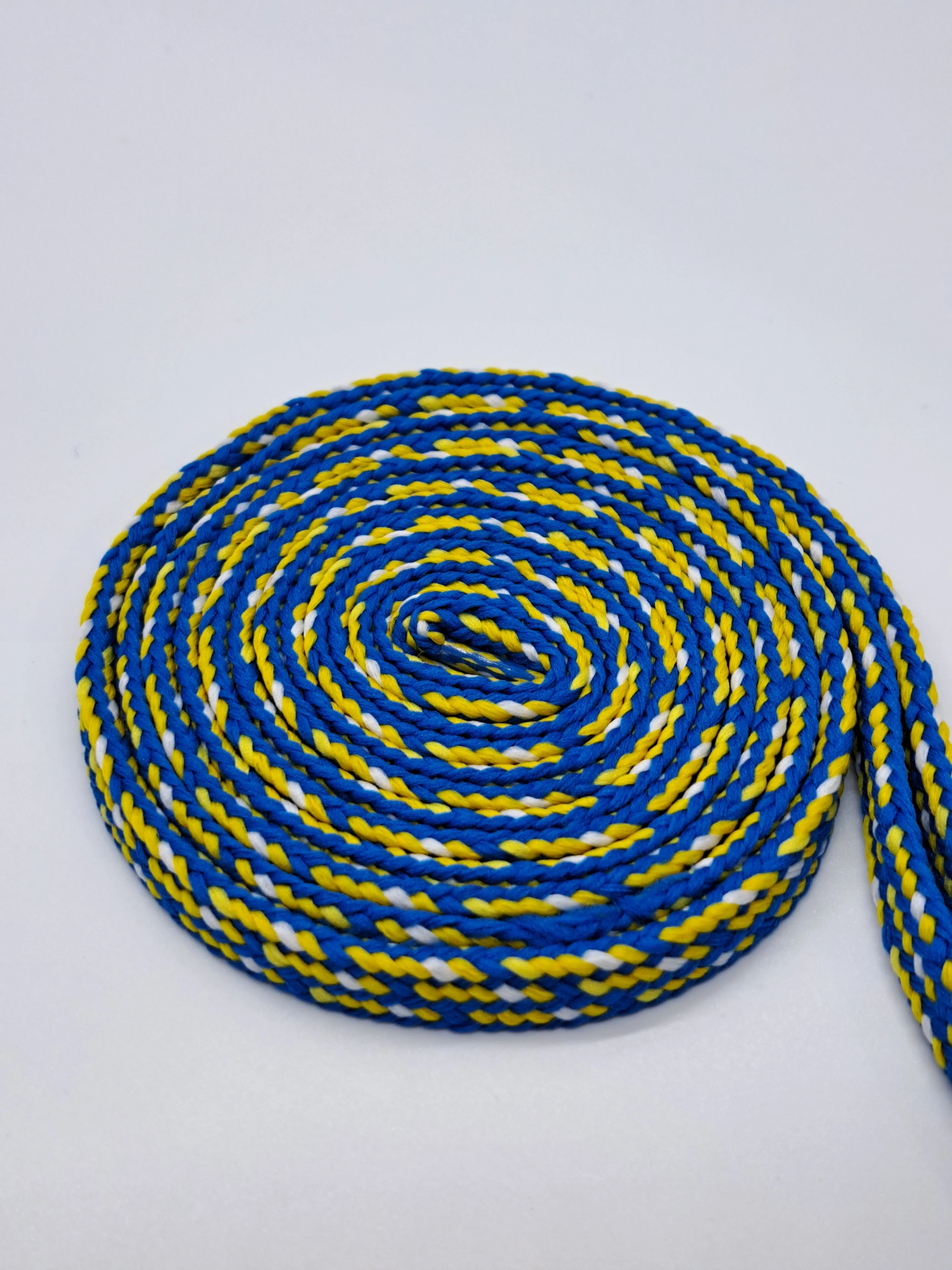 Hybrid Multi-Color Shoelaces - Bright Blue, Yellow and White