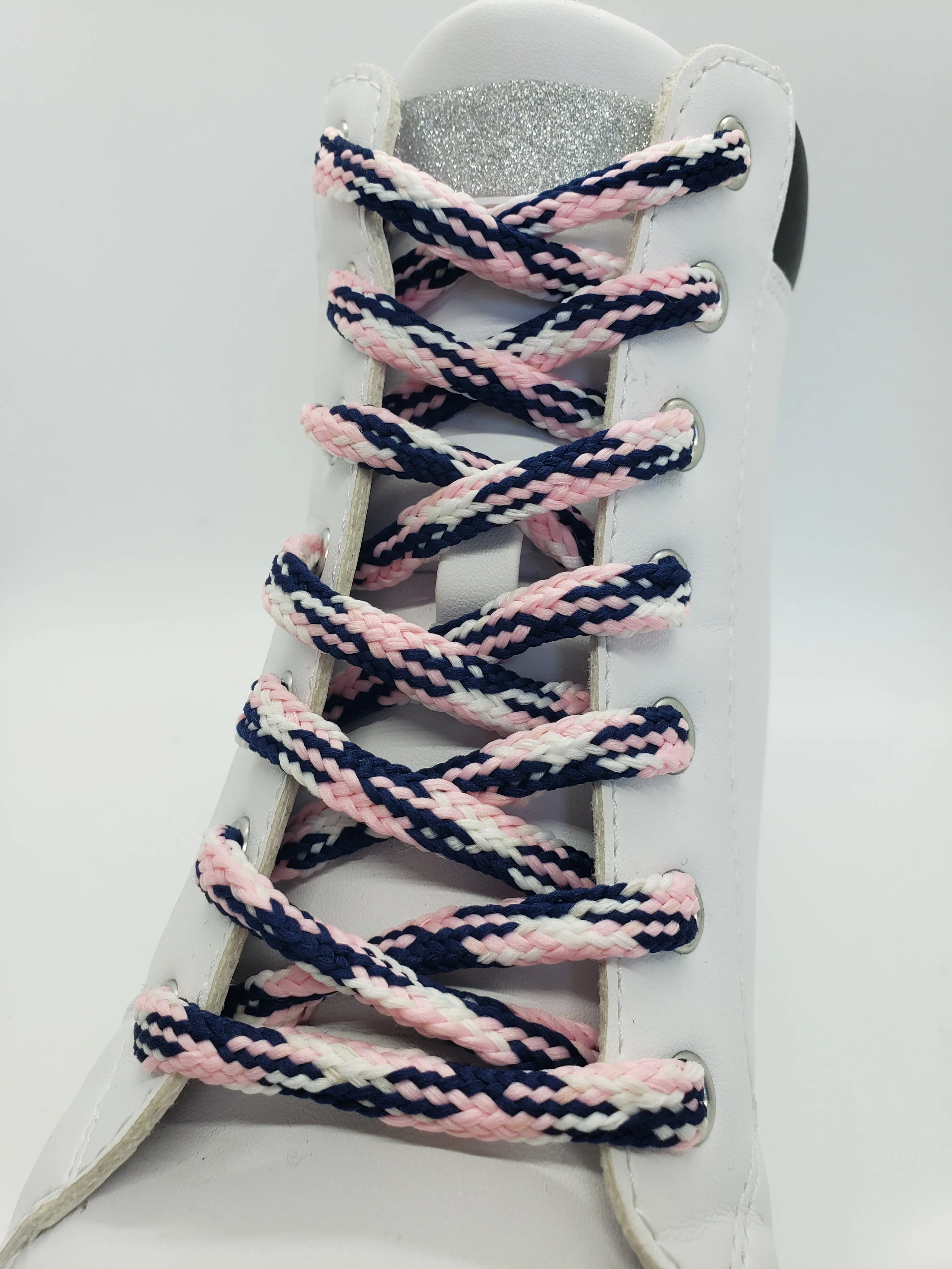 Hybrid Multicolor Shoelaces - Navy blue, Pink and White