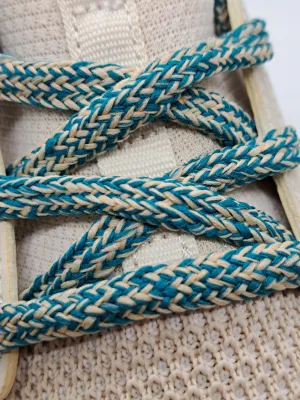 Hybrid Tweed Shoelaces - Teal and Tan