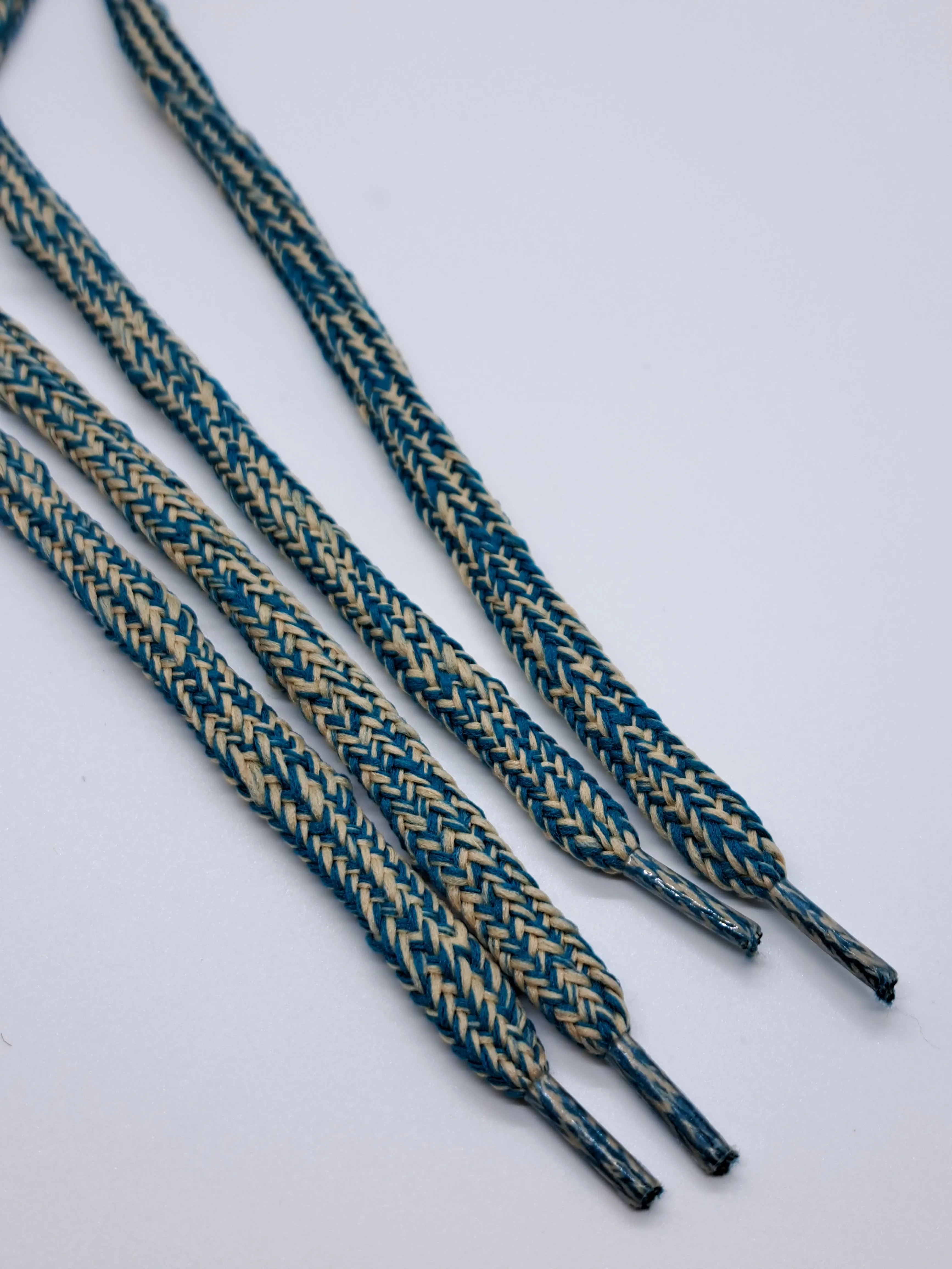 Hybrid Tweed Shoelaces - Teal and Tan