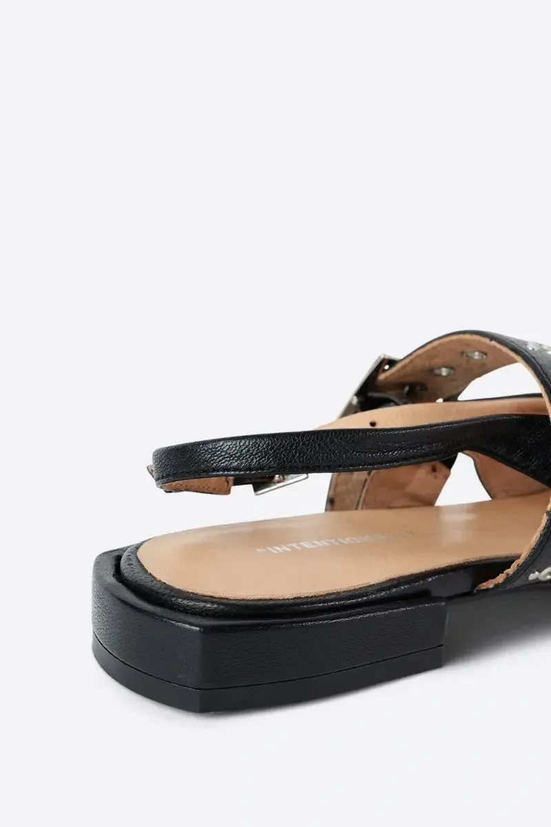 Intentionally Blank Pearl Singleback Ballet Flat in Black Sole