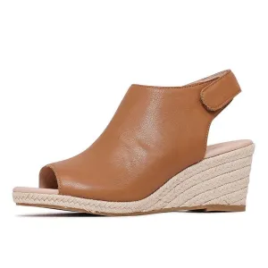 Jamcie Dark Tan Leather Wedges