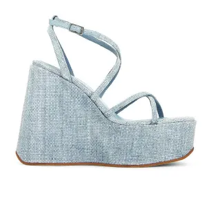 JEFFREY CAMPBELL - OLIANA BLUE WOVEN HEELS