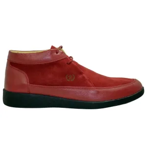 Johnny Famous Bally Style Central Park Men's Red and Black Leather and Suede High Tops