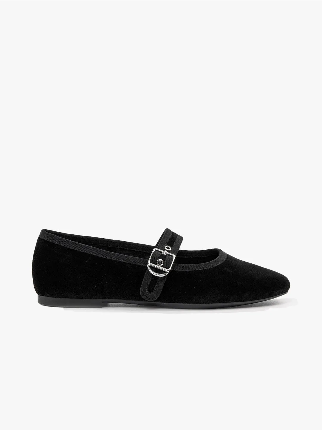 Jolin Velvet Ballet Flat - Black