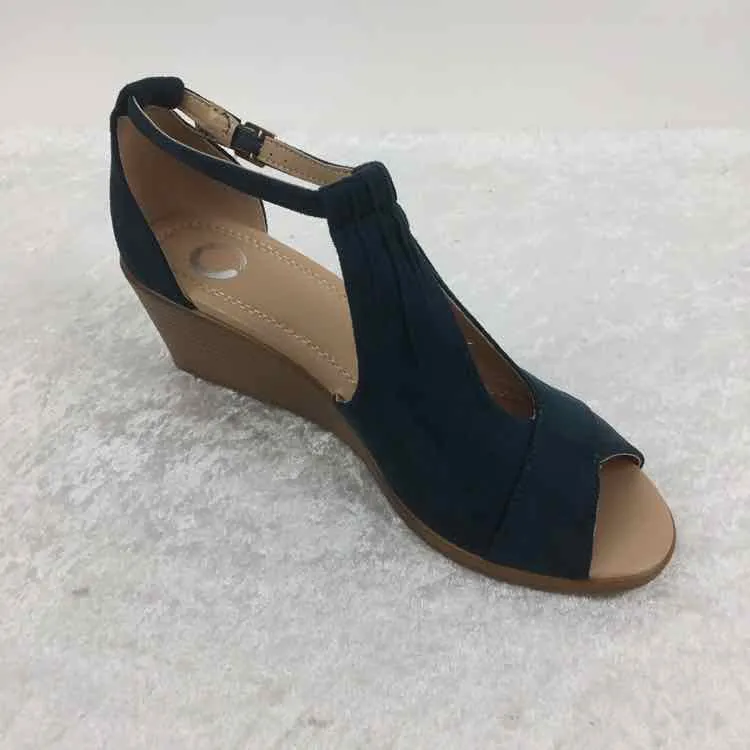 Journee Collection Women Size 11 Teal NWOT man-made Open Toe Wedge Heels