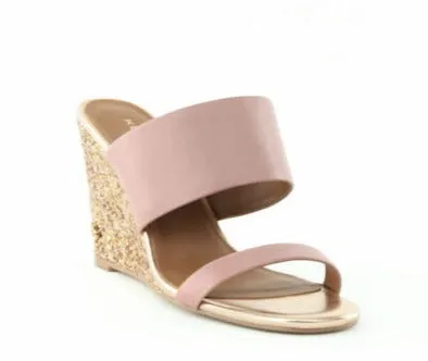 KURT GEIGER - CHARING LEATHER GLITTER WEDGE SANDALS **FREE SHIPPING**