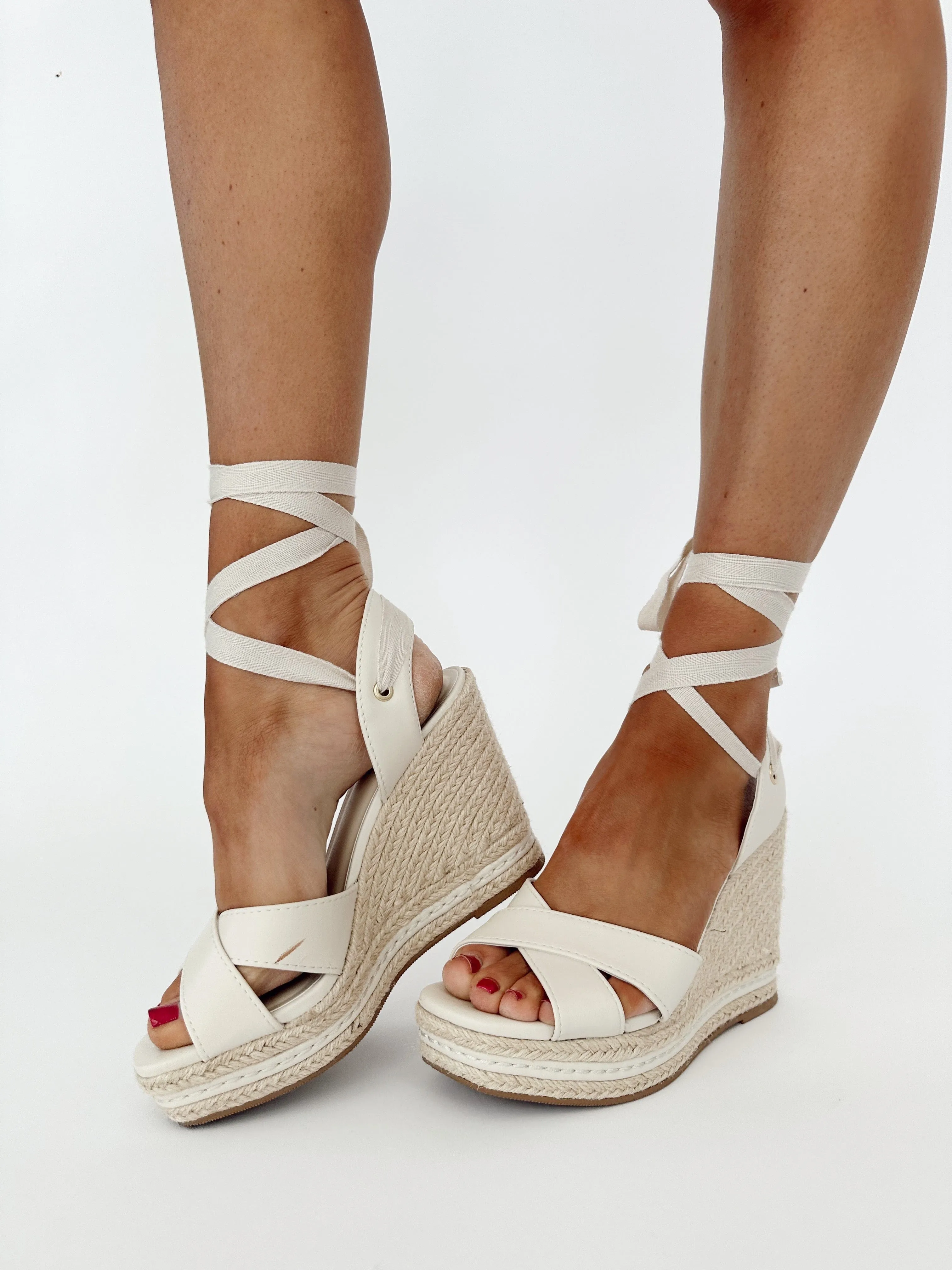 Lace Up Espadrille Wedge