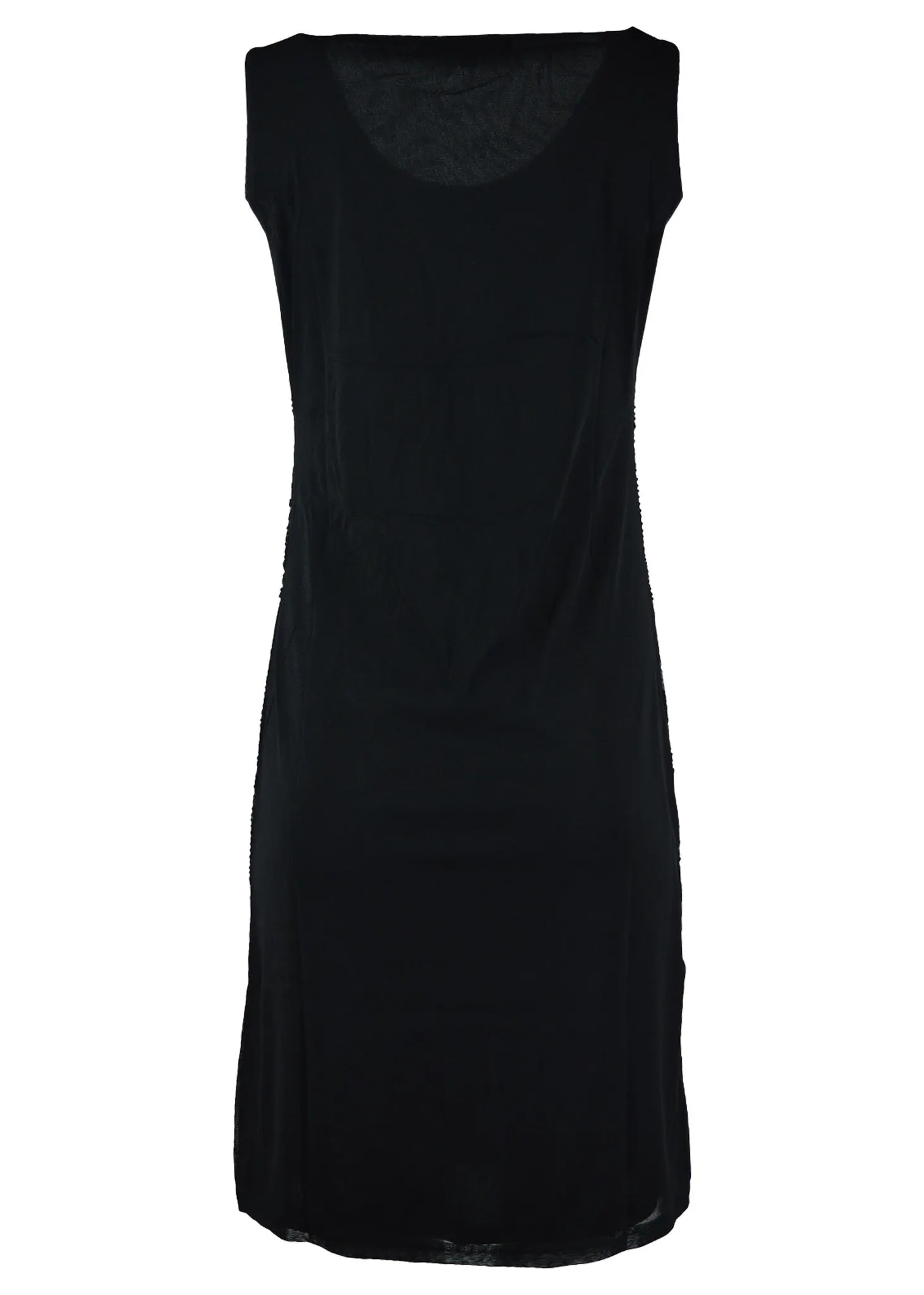 Ladies Black Sleeveless Flower Mini Chinlon Dress.