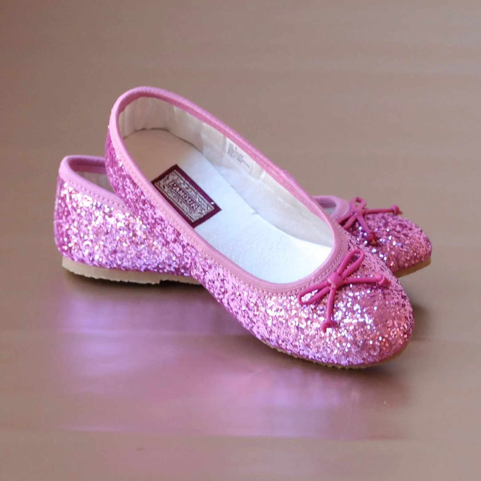 L'Amour Girls Glitter Ballet Flats