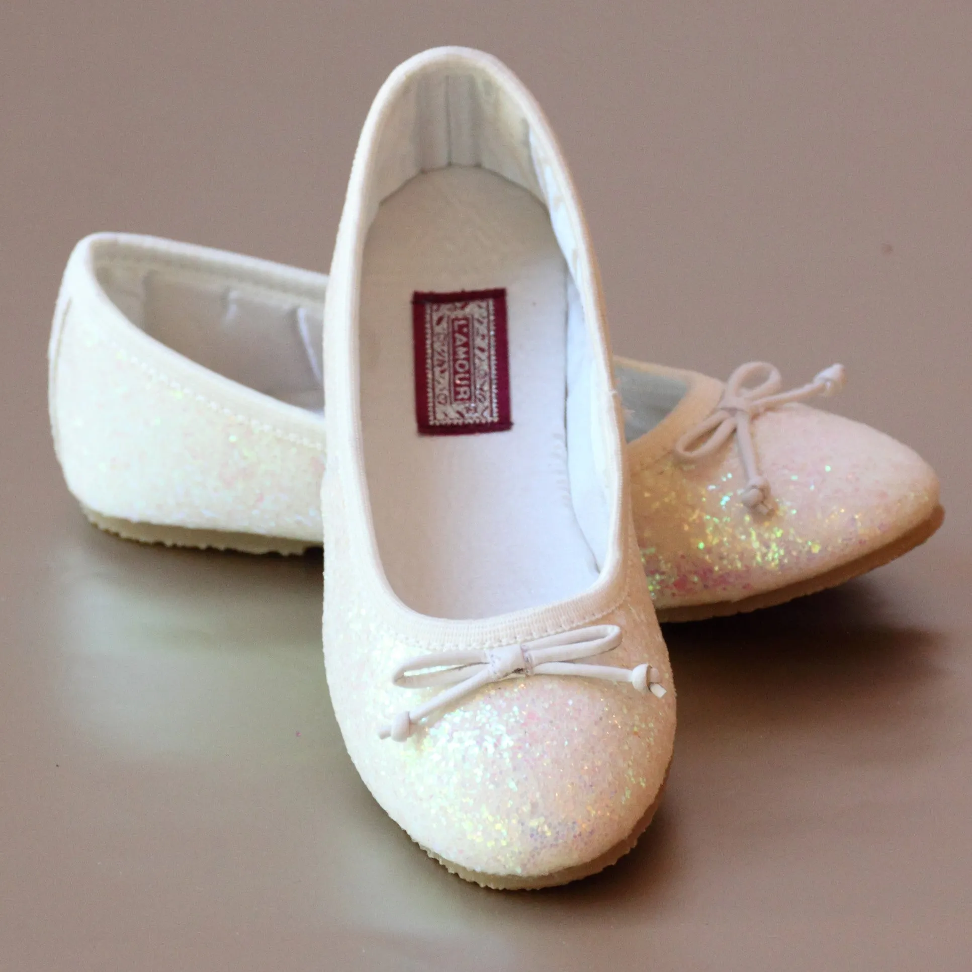 L'Amour Girls Glitter Ballet Flats