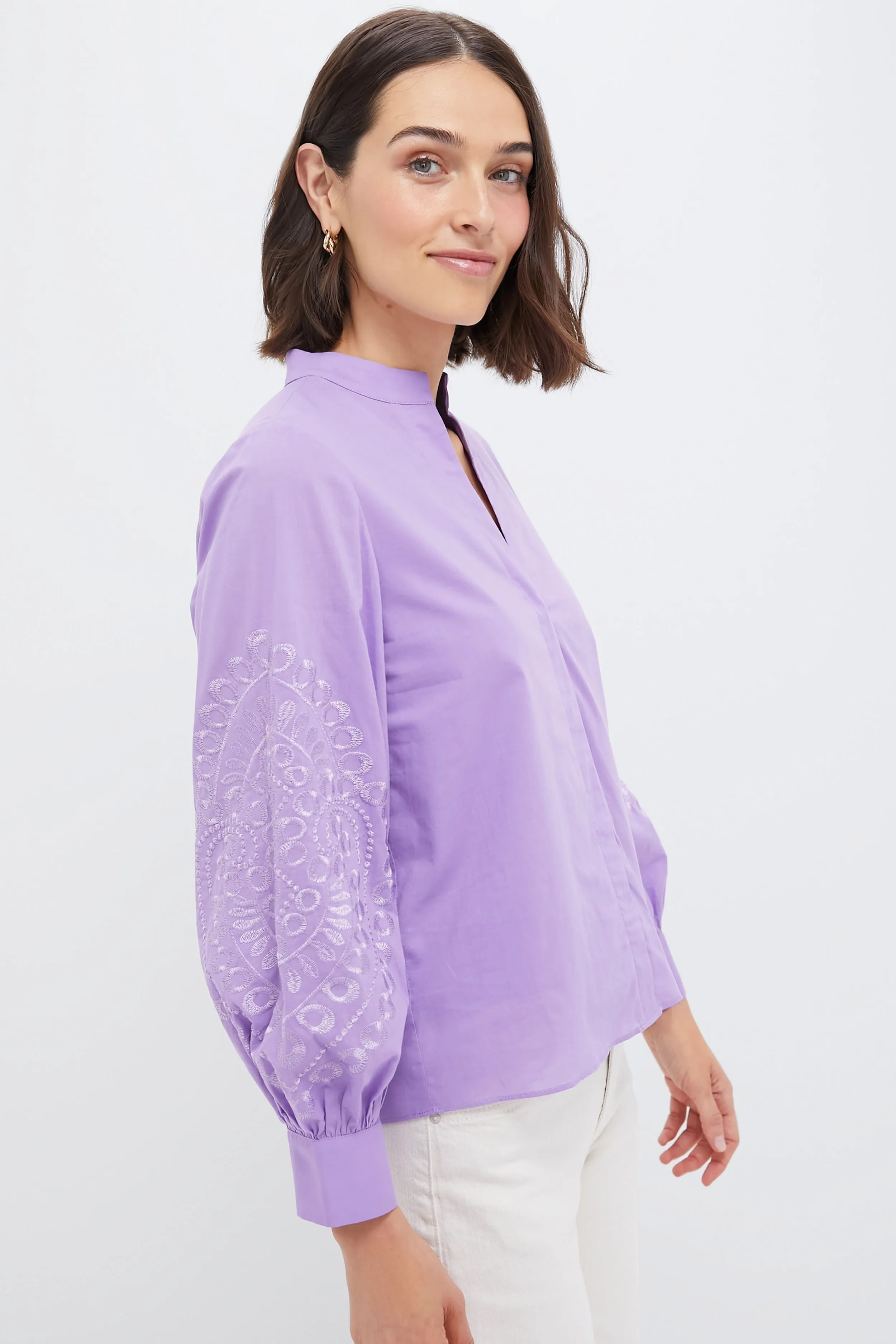 Lavender Embroidered Wisteria Blouse