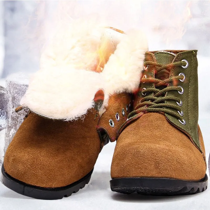 Leather Winter Men Ankle Boots Waterproof Warm Fur Snow Boots Men Sneakers Work Casual Shoes Rubber Hikking Shoes