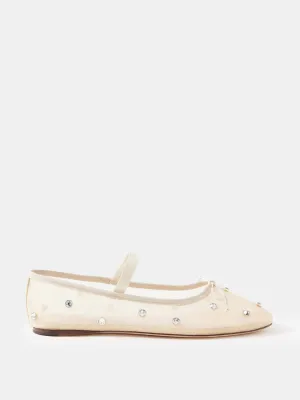 Leonie crystal mesh ballet flats