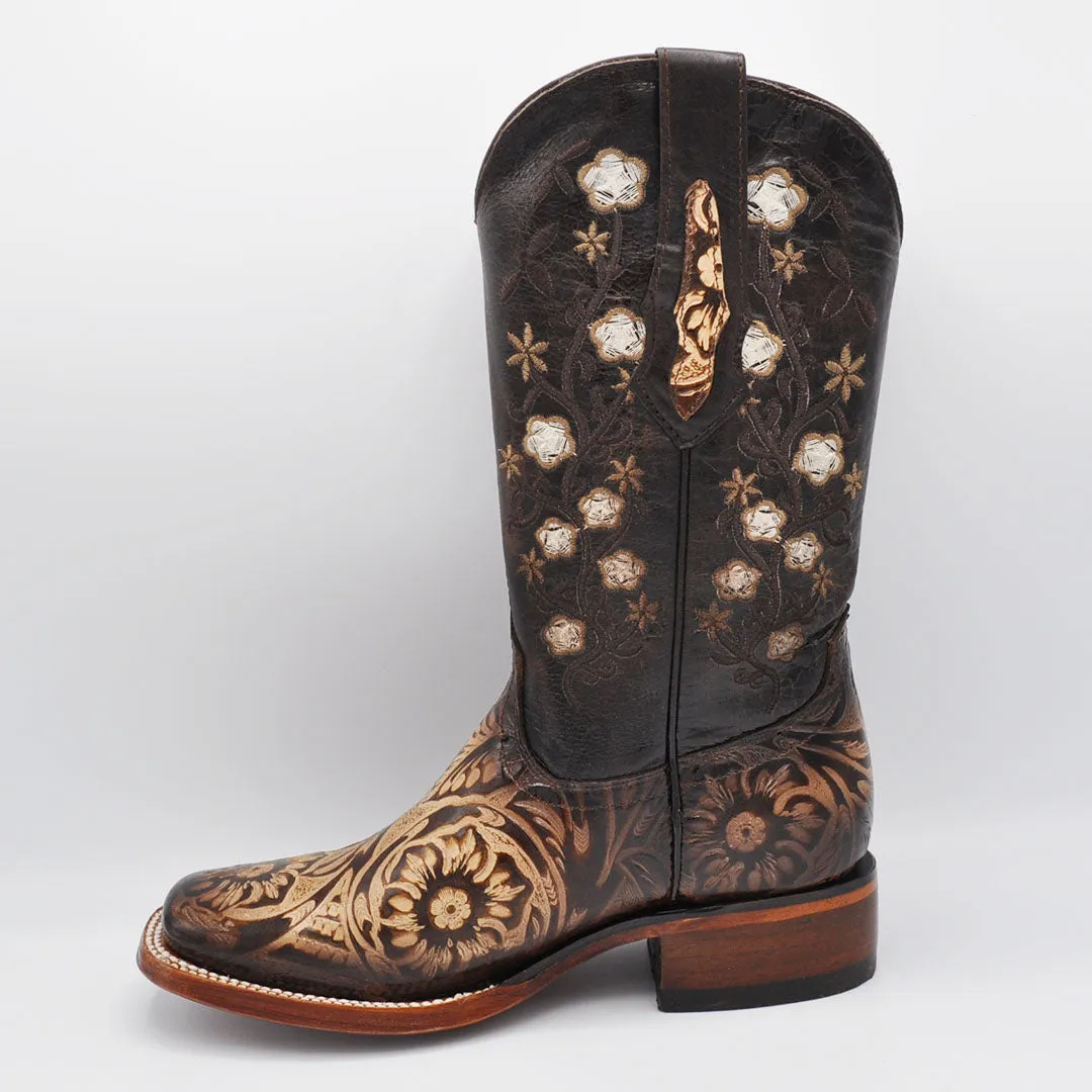 Luma Cincelada Women's Bulldog Sand Square Toe Western Boots