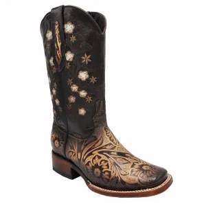 Luma Cincelada Women's Bulldog Sand Square Toe Western Boots