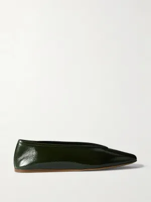 Luna patent textured-leather ballet flats