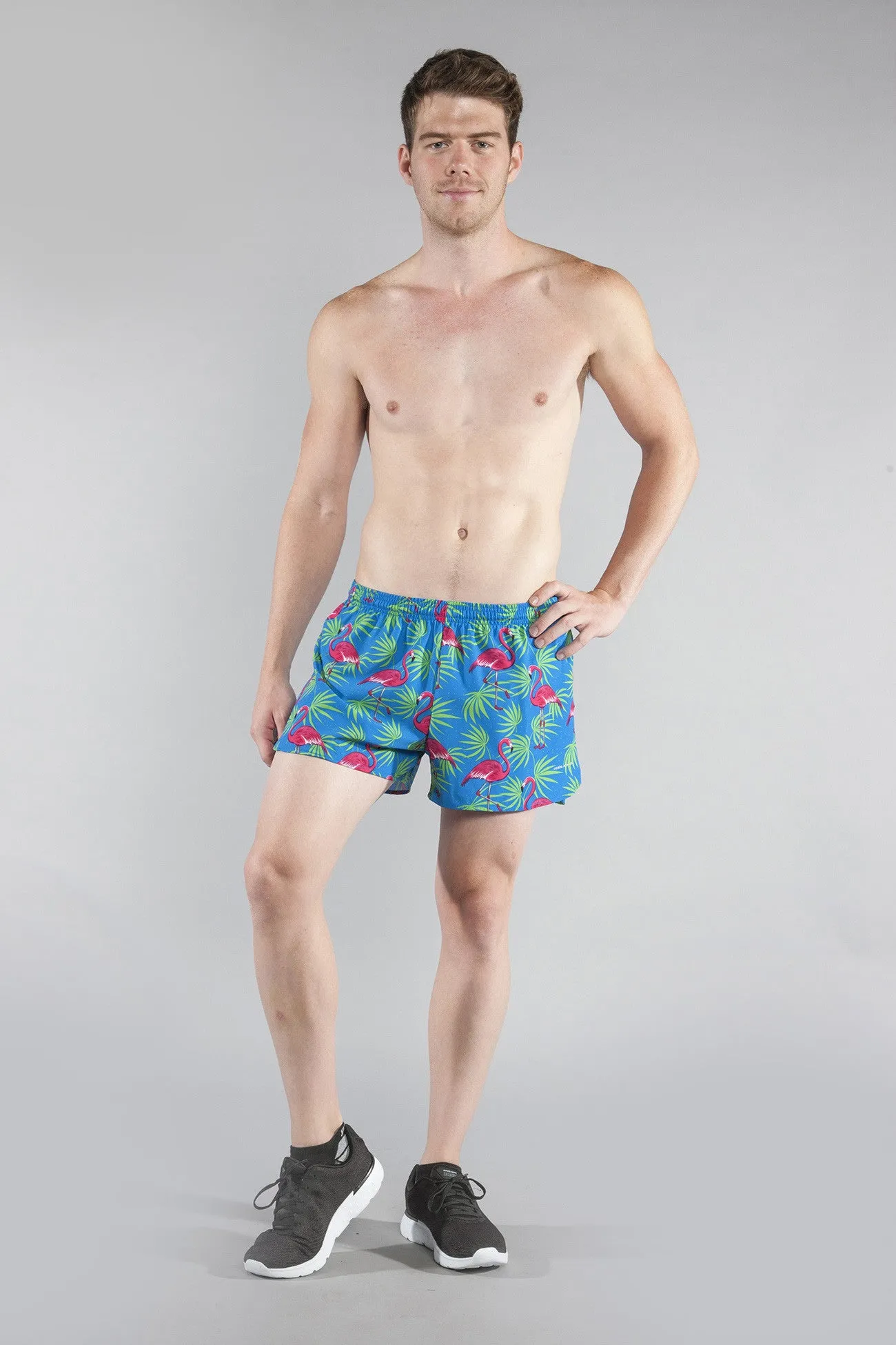 Men's 3" Half Split Shorts- Flamingo Turquoise