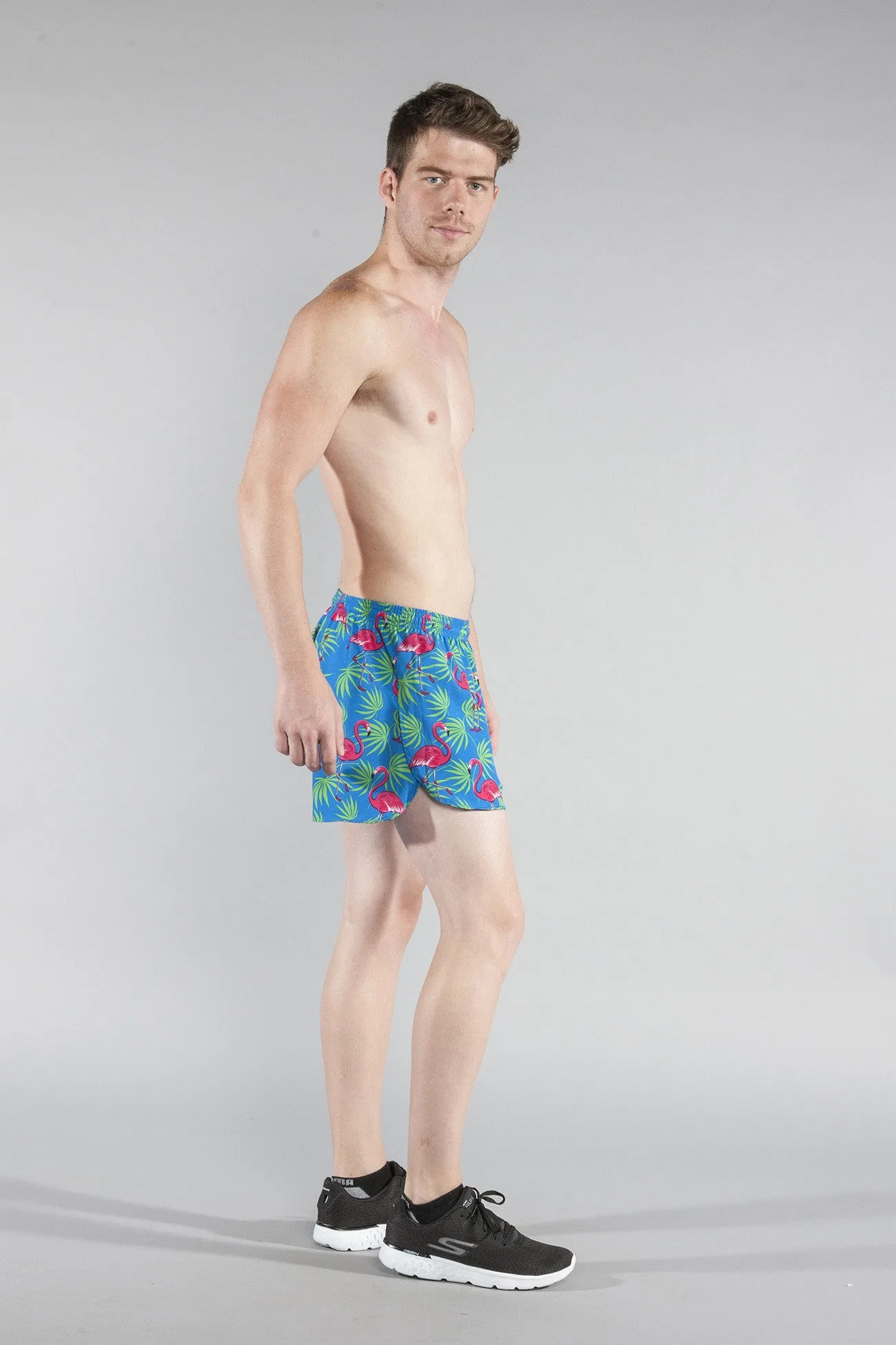 Men's 3" Half Split Shorts- Flamingo Turquoise