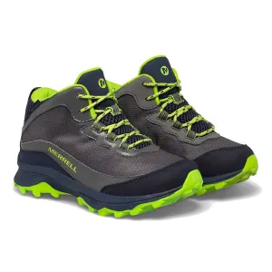 Merrell Kids' Moab Speed Mid Waterproof - Navy/Grey/Lime