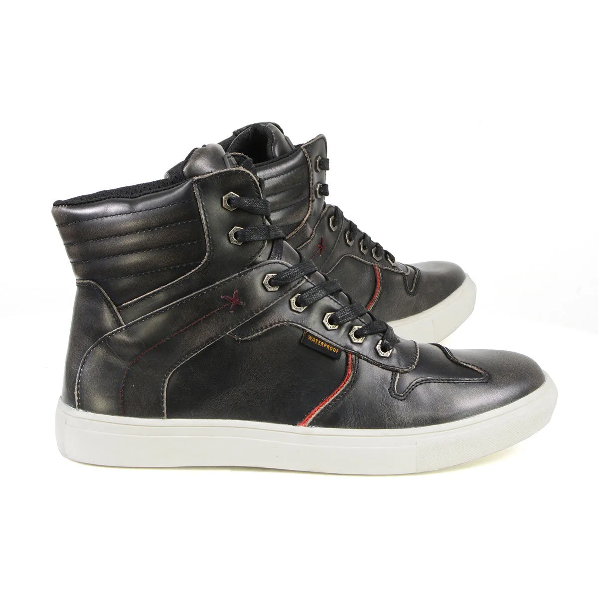 Milwaukee Leather MBM9152 Men's Black Leather High-Top Biker Riding Waterproof Shoes Reinforced w/ Ankle Support