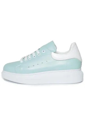 Minimalist Lace-Up Sneakers - Light Blue