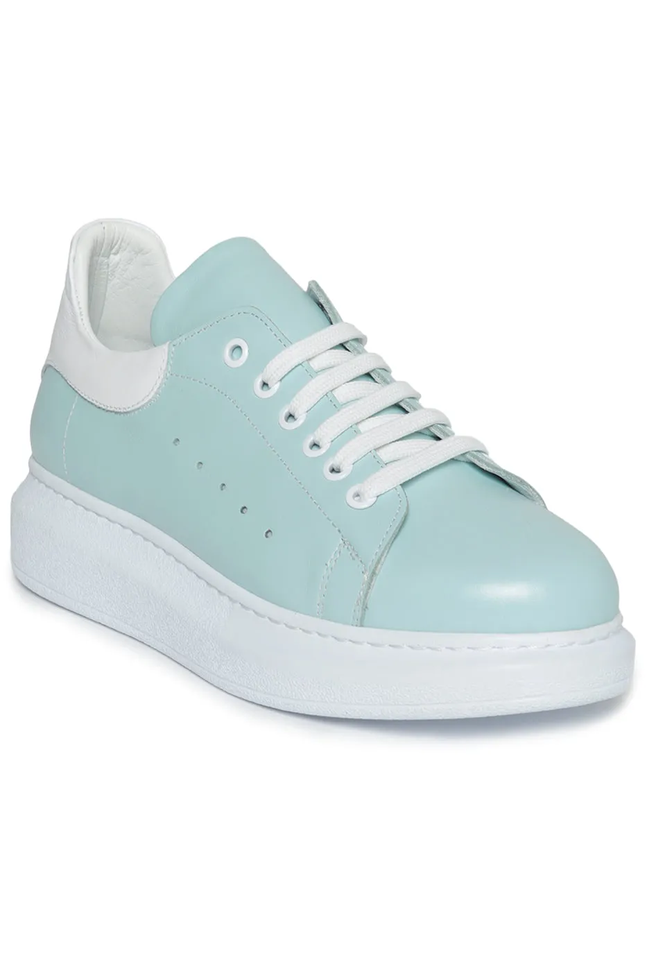 Minimalist Lace-Up Sneakers - Light Blue