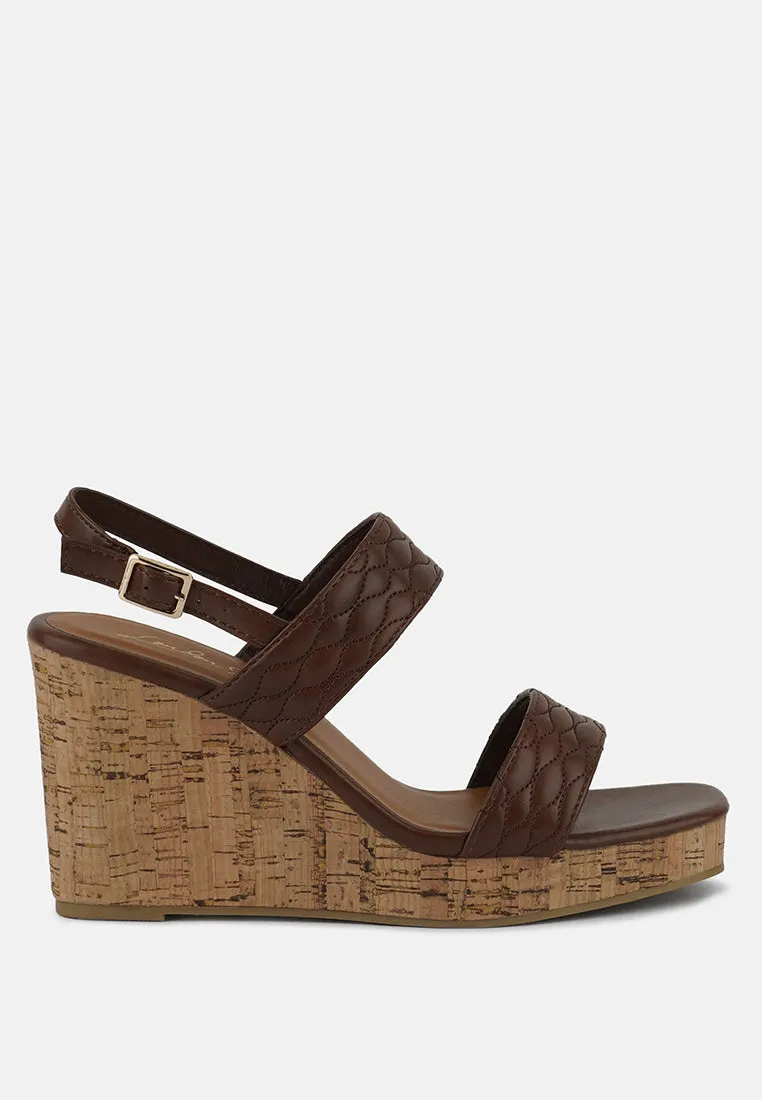 Mohana Quilted High Wedge Heel Sandals