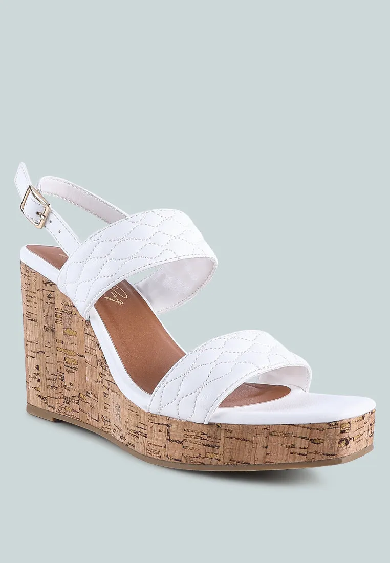 Mohana Quilted High Wedge Heel Sandals