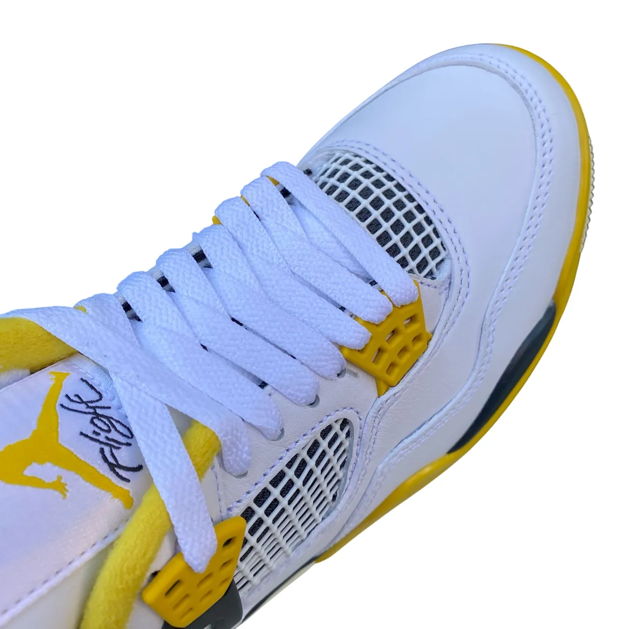 Nike scarpa sneakers Jordan 4 Vivid Sulfur AQ9129-101 bianco-giallo