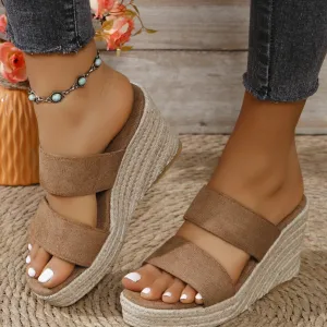 Open Toe Wedge Sandals - 3 Colors