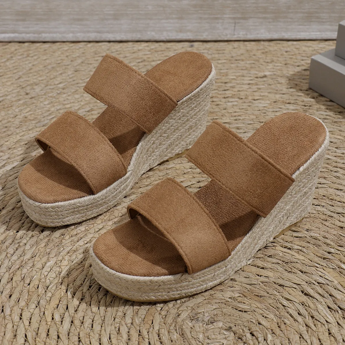 Open Toe Wedge Sandals - 3 Colors