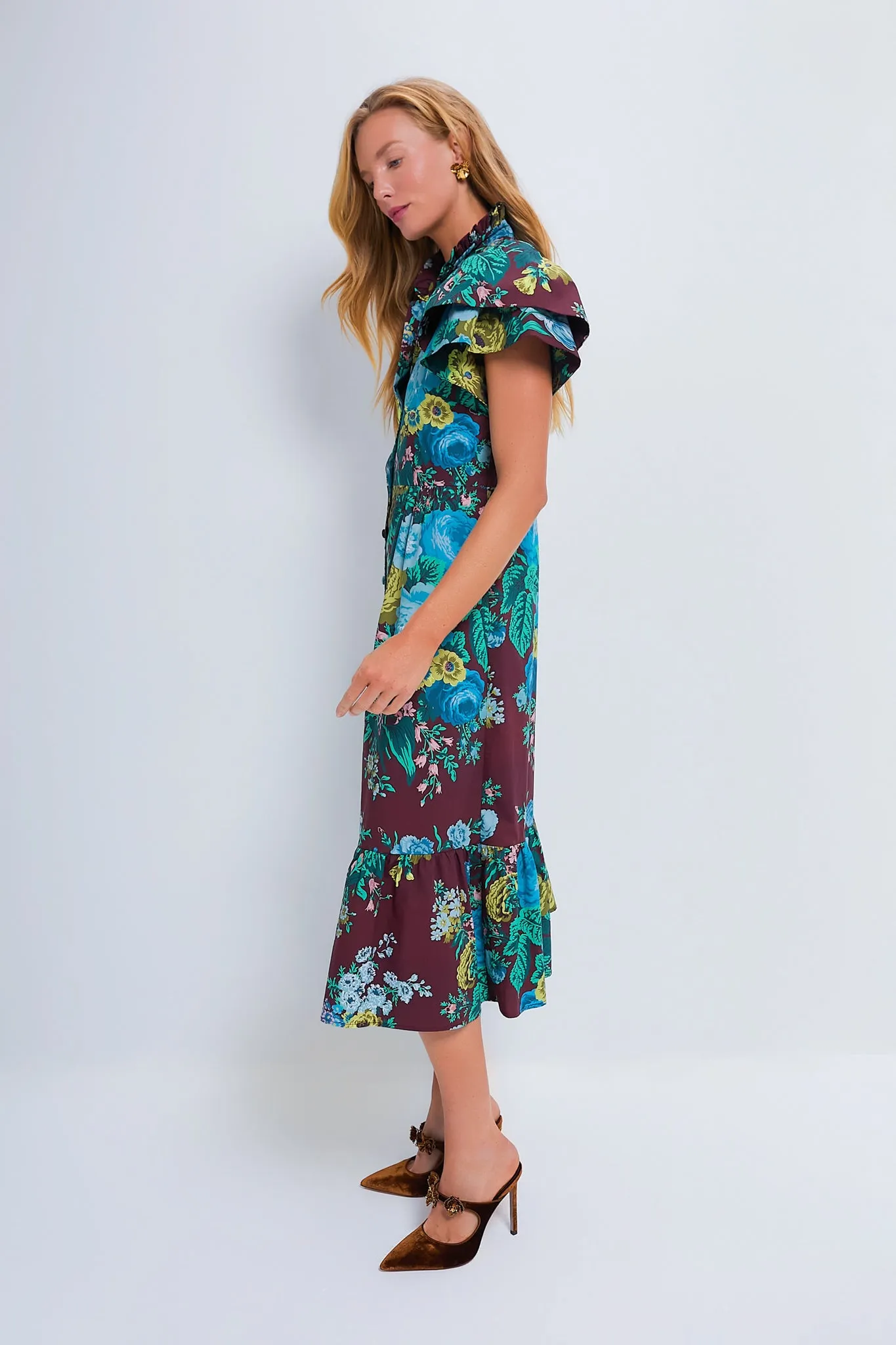 Oxblood Verdant Floral Alice Dress