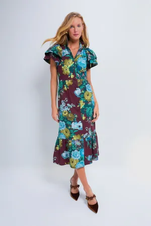 Oxblood Verdant Floral Alice Dress